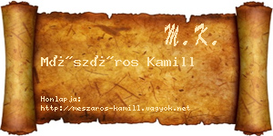 Mészáros Kamill névjegykártya